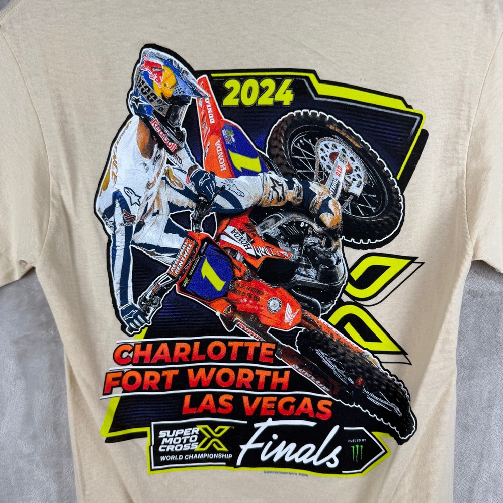 Port & Company Mens 2024 SuperMotocross Finals Graphic T-Shirt Beige Small